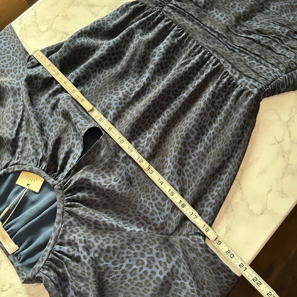 Ramy Brook Jeannie Silk Mini Drop Waist Dress Blue Leopard Women's Size 0 NEW - Picture 14 of 15